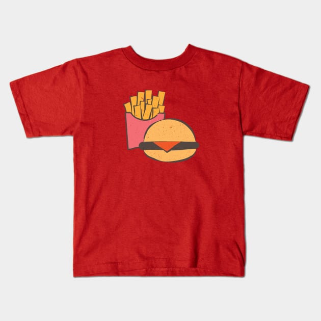 Burger and Fries Kids T-Shirt by Commykaze